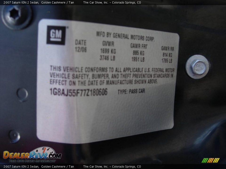 2007 Saturn ION 2 Sedan Golden Cashmere / Tan Photo #23