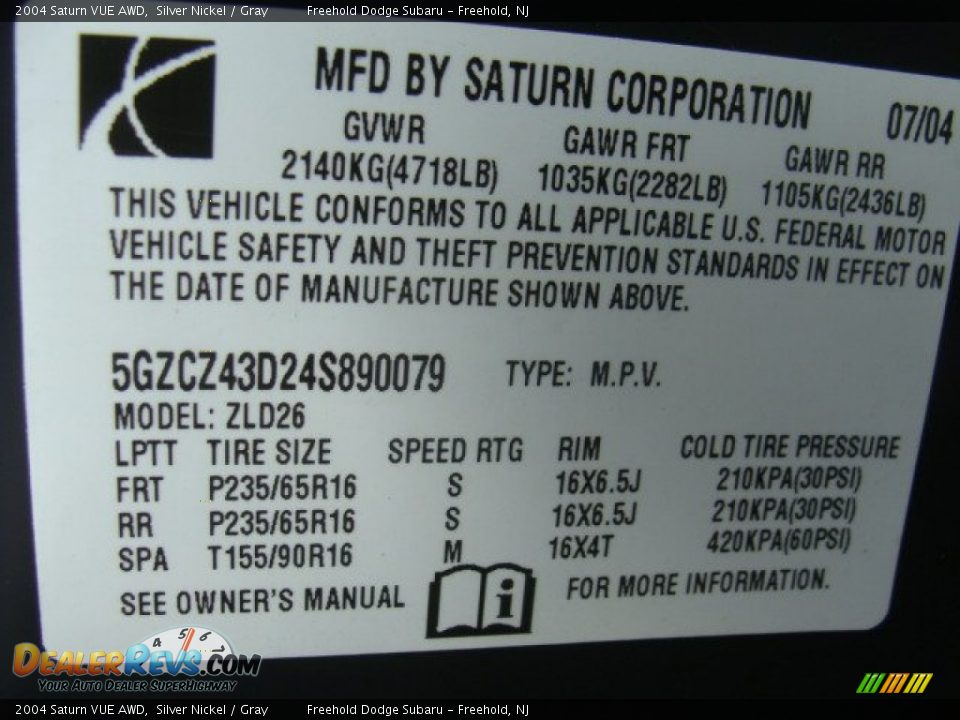 2004 Saturn VUE AWD Silver Nickel / Gray Photo #24
