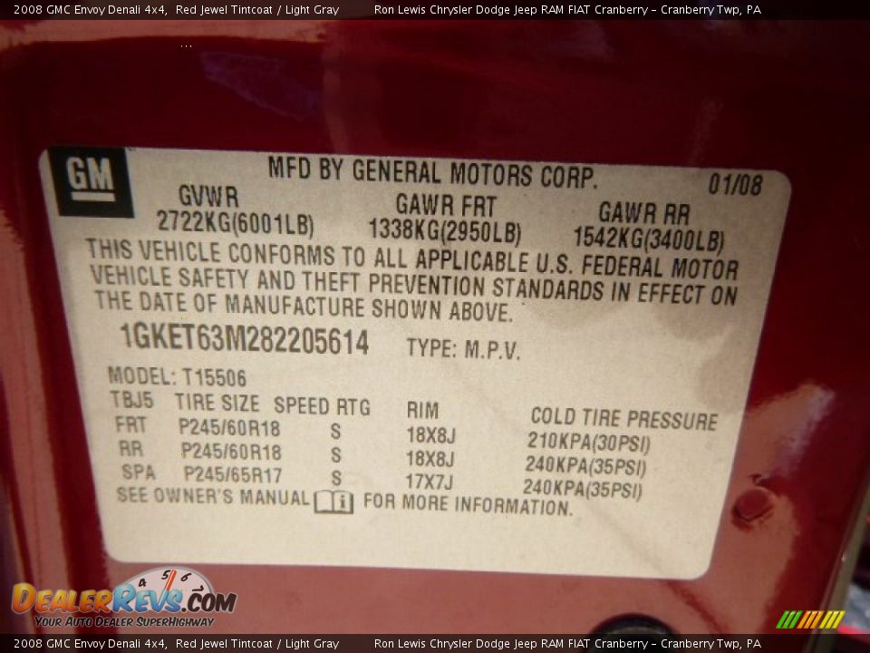 2008 GMC Envoy Denali 4x4 Red Jewel Tintcoat / Light Gray Photo #20