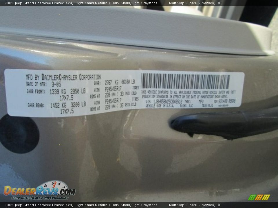 2005 Jeep Grand Cherokee Limited 4x4 Light Khaki Metallic / Dark Khaki/Light Graystone Photo #29