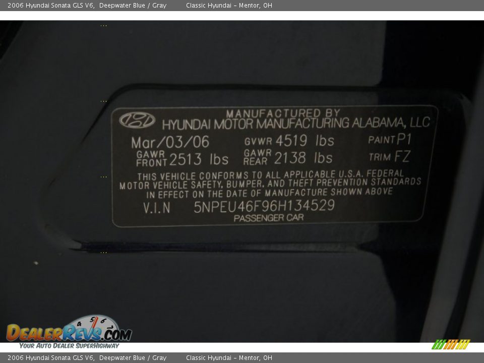 2006 Hyundai Sonata GLS V6 Deepwater Blue / Gray Photo #19