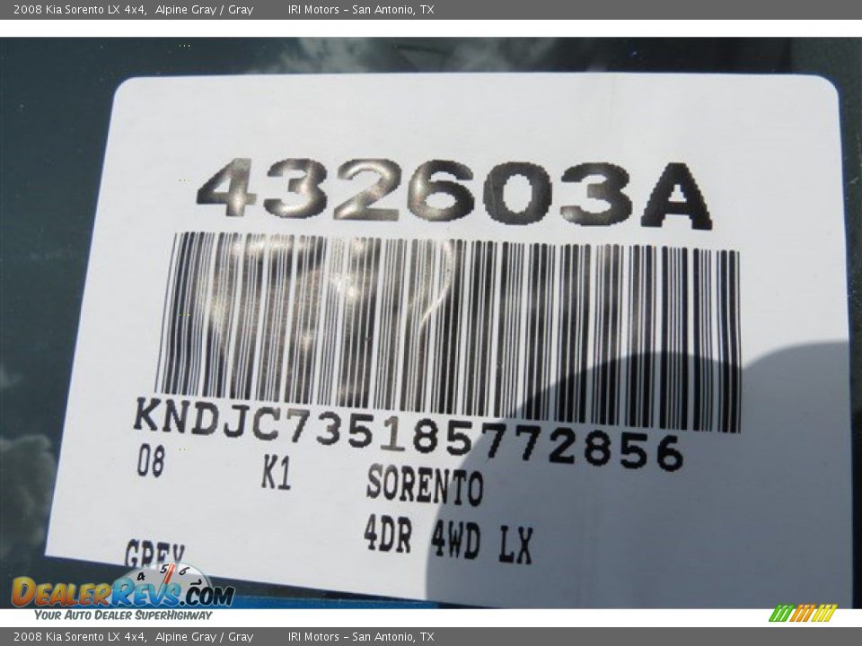 2008 Kia Sorento LX 4x4 Alpine Gray / Gray Photo #18