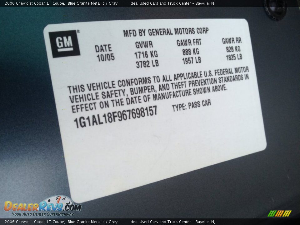 2006 Chevrolet Cobalt LT Coupe Blue Granite Metallic / Gray Photo #22