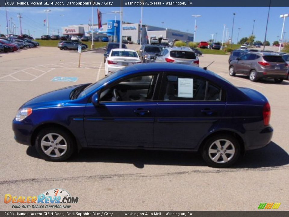 2009 Hyundai Accent GLS 4 Door Dark Sapphire Blue / Gray Photo #6