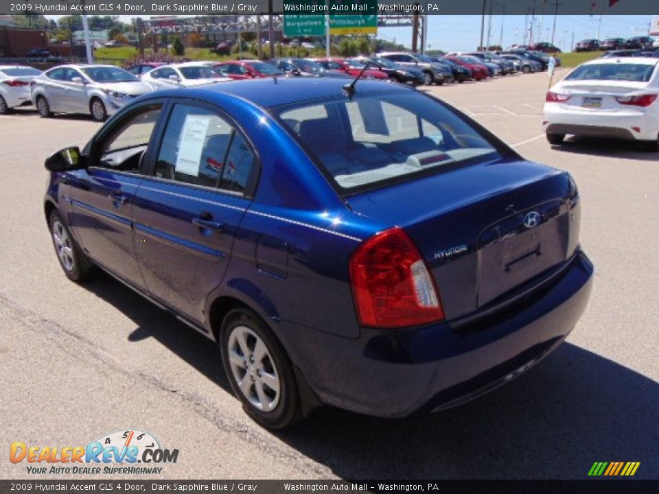 2009 Hyundai Accent GLS 4 Door Dark Sapphire Blue / Gray Photo #7