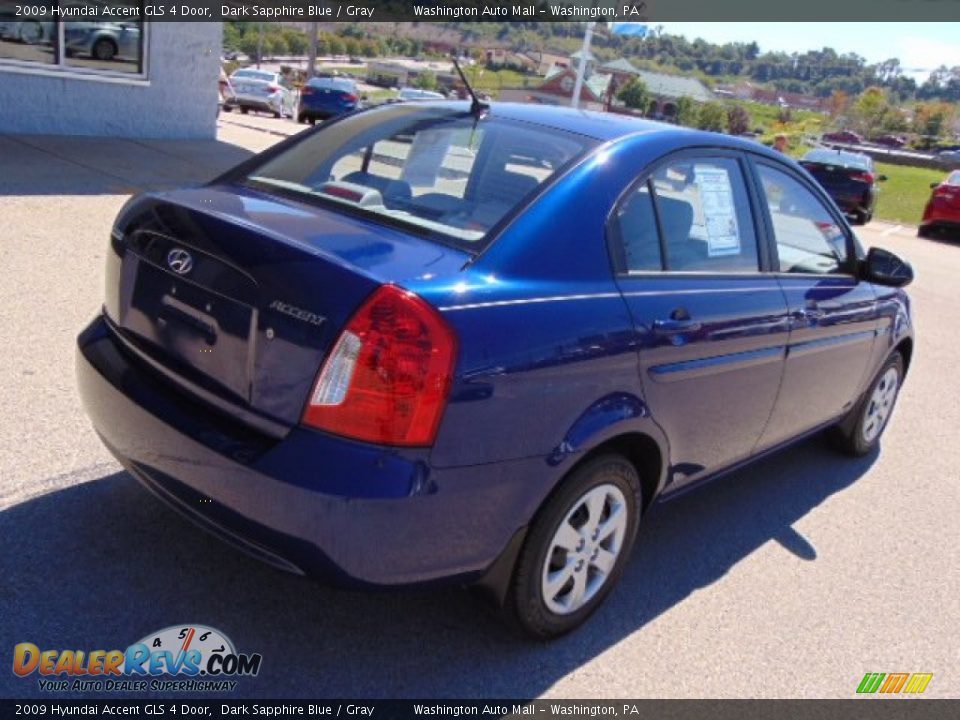 2009 Hyundai Accent GLS 4 Door Dark Sapphire Blue / Gray Photo #9