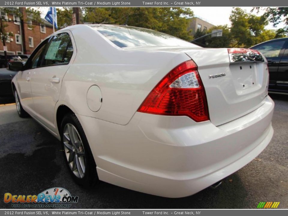 2012 Ford Fusion SEL V6 White Platinum Tri-Coat / Medium Light Stone Photo #3