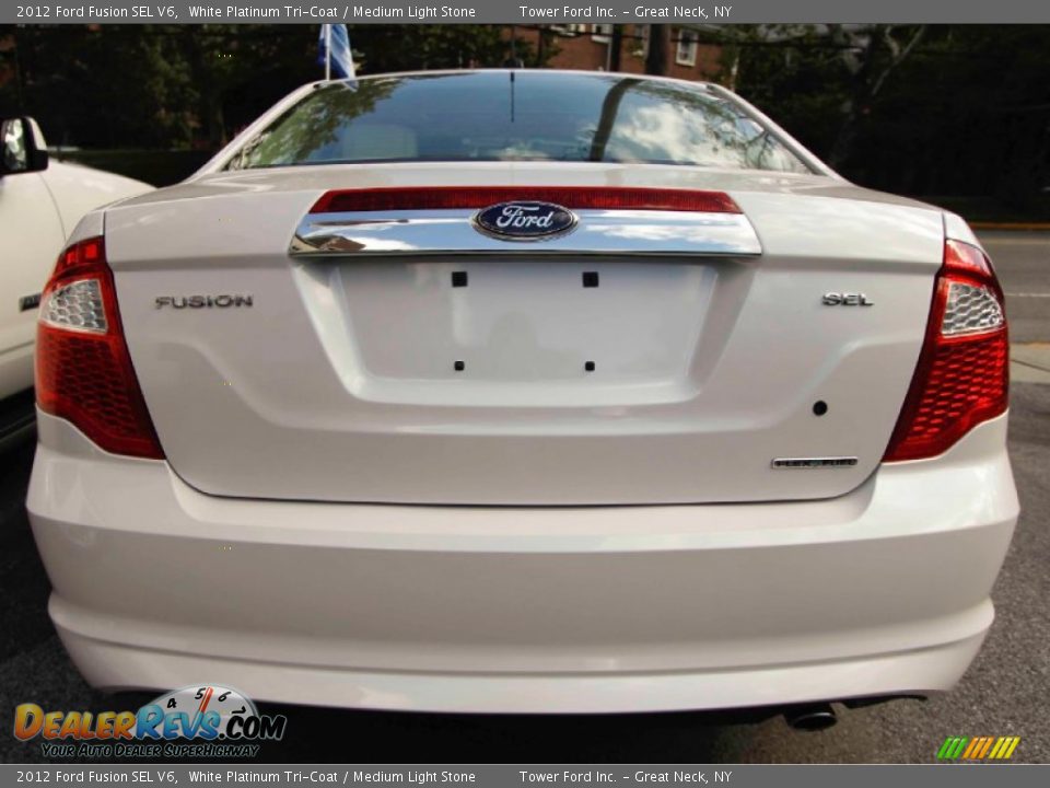 2012 Ford Fusion SEL V6 White Platinum Tri-Coat / Medium Light Stone Photo #4