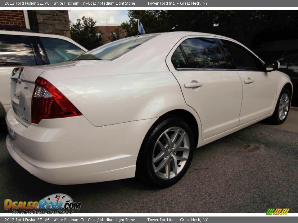 2012 Ford Fusion SEL V6 White Platinum Tri-Coat / Medium Light Stone Photo #6