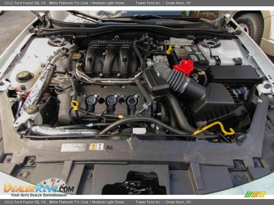 2012 Ford Fusion SEL V6 White Platinum Tri-Coat / Medium Light Stone Photo #9
