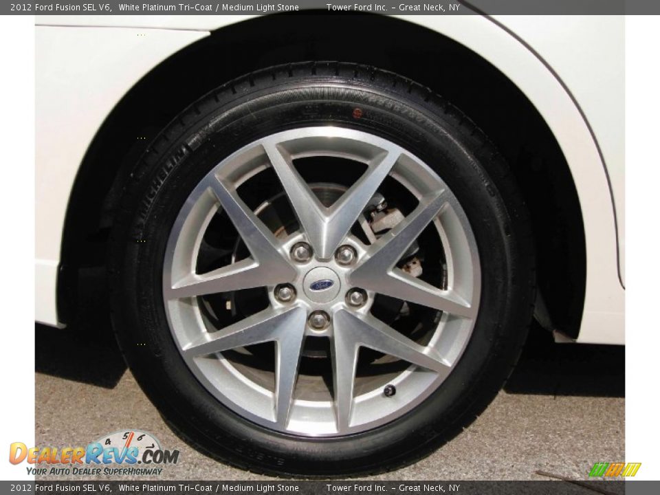 2012 Ford Fusion SEL V6 White Platinum Tri-Coat / Medium Light Stone Photo #10