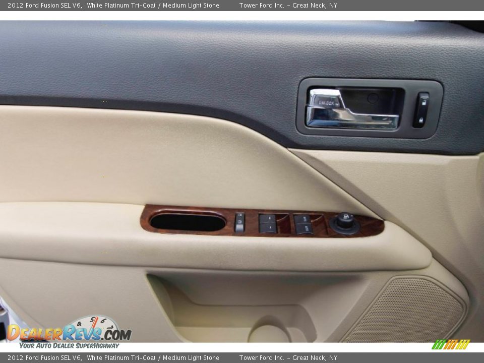 2012 Ford Fusion SEL V6 White Platinum Tri-Coat / Medium Light Stone Photo #12