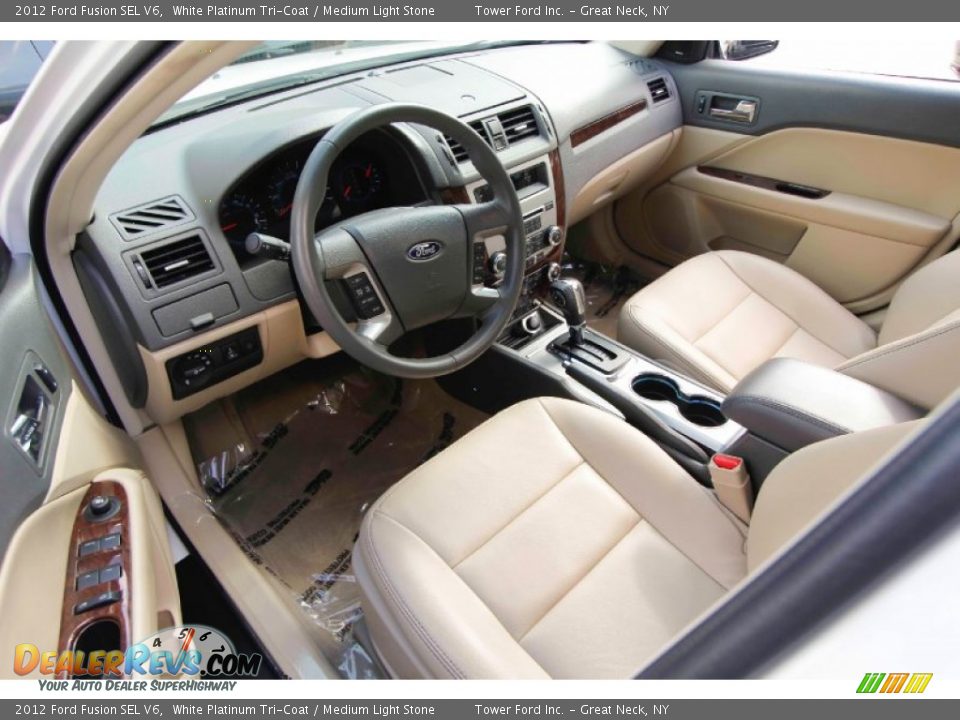 2012 Ford Fusion SEL V6 White Platinum Tri-Coat / Medium Light Stone Photo #14