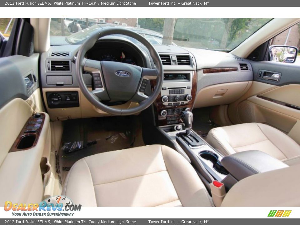 2012 Ford Fusion SEL V6 White Platinum Tri-Coat / Medium Light Stone Photo #15