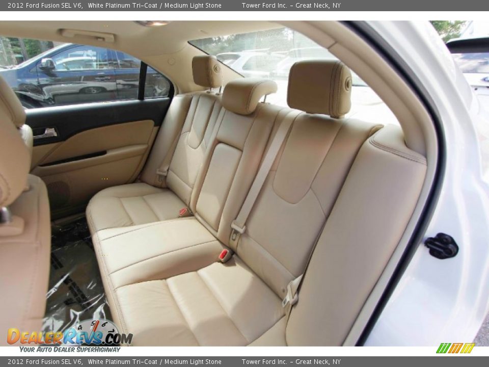2012 Ford Fusion SEL V6 White Platinum Tri-Coat / Medium Light Stone Photo #22