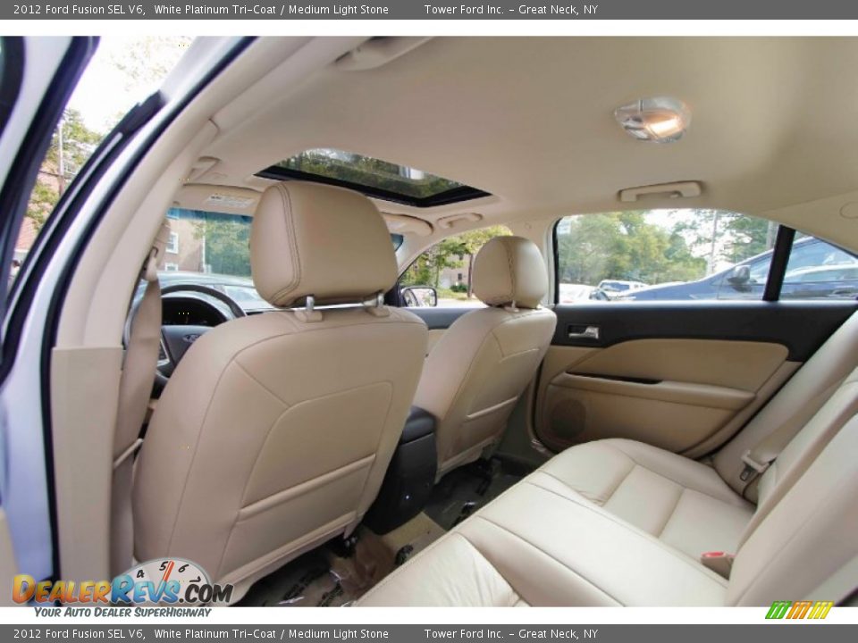 2012 Ford Fusion SEL V6 White Platinum Tri-Coat / Medium Light Stone Photo #23