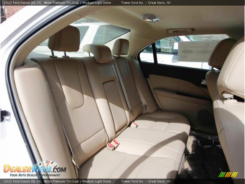2012 Ford Fusion SEL V6 White Platinum Tri-Coat / Medium Light Stone Photo #25