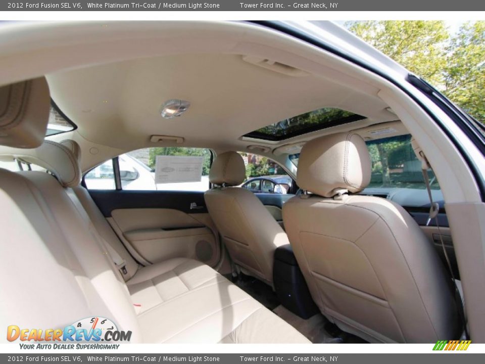 2012 Ford Fusion SEL V6 White Platinum Tri-Coat / Medium Light Stone Photo #26
