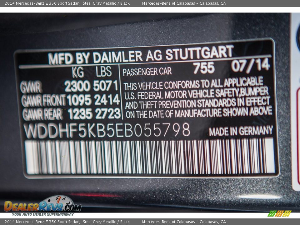 2014 Mercedes-Benz E 350 Sport Sedan Steel Gray Metallic / Black Photo #7