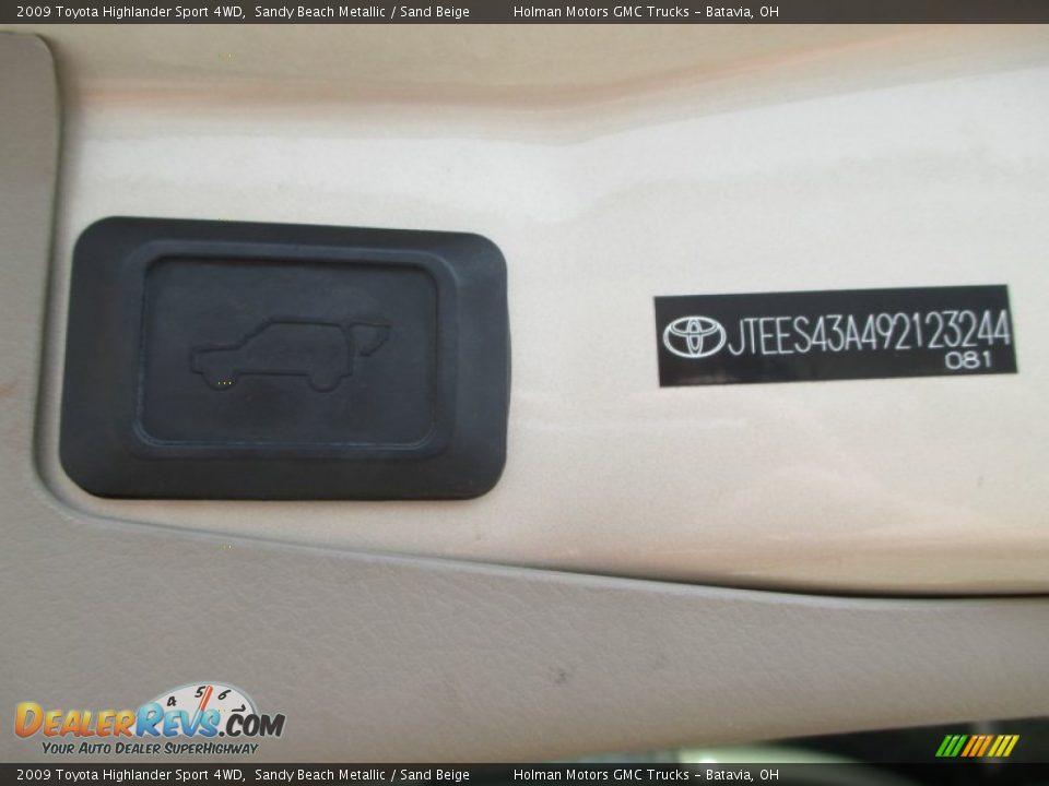 2009 Toyota Highlander Sport 4WD Sandy Beach Metallic / Sand Beige Photo #31