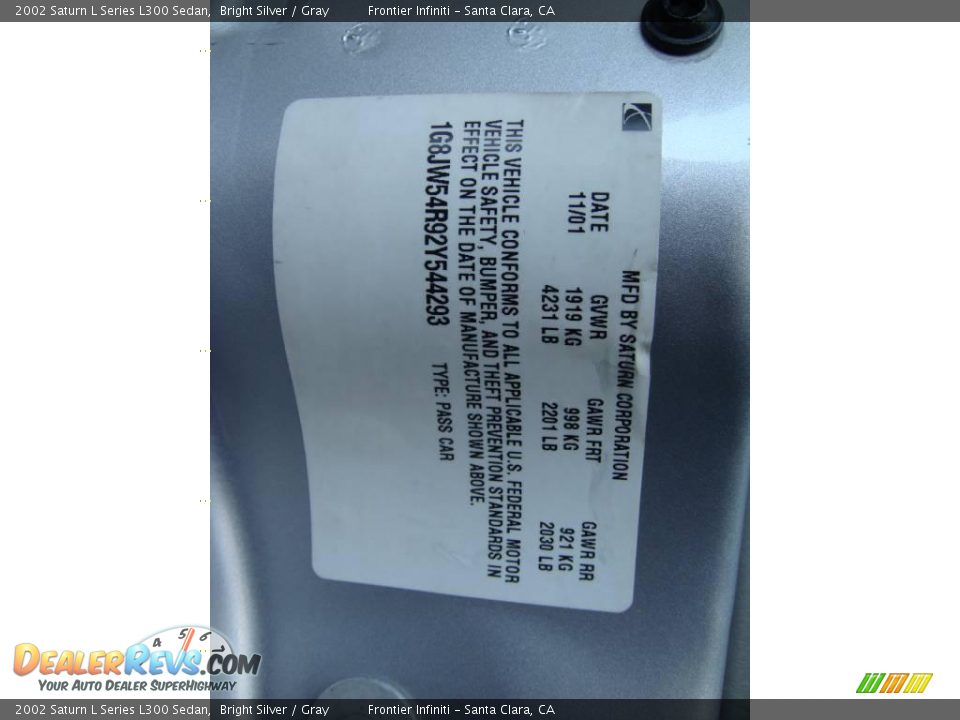 2002 Saturn L Series L300 Sedan Bright Silver / Gray Photo #29