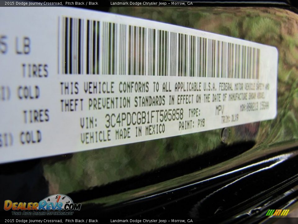 2015 Dodge Journey Crossroad Pitch Black / Black Photo #9