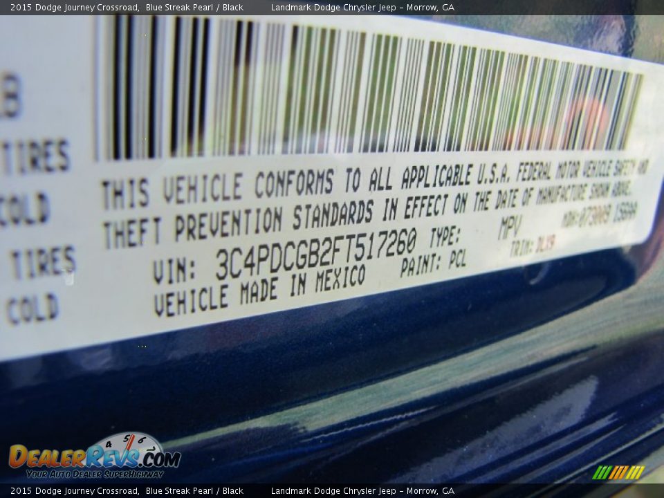 2015 Dodge Journey Crossroad Blue Streak Pearl / Black Photo #9
