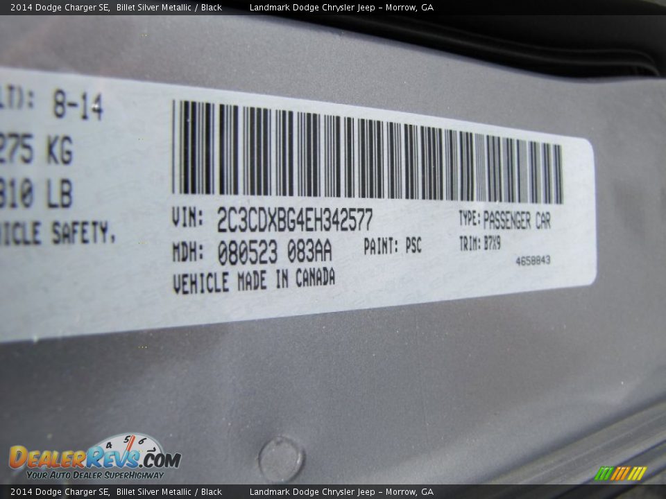 2014 Dodge Charger SE Billet Silver Metallic / Black Photo #9