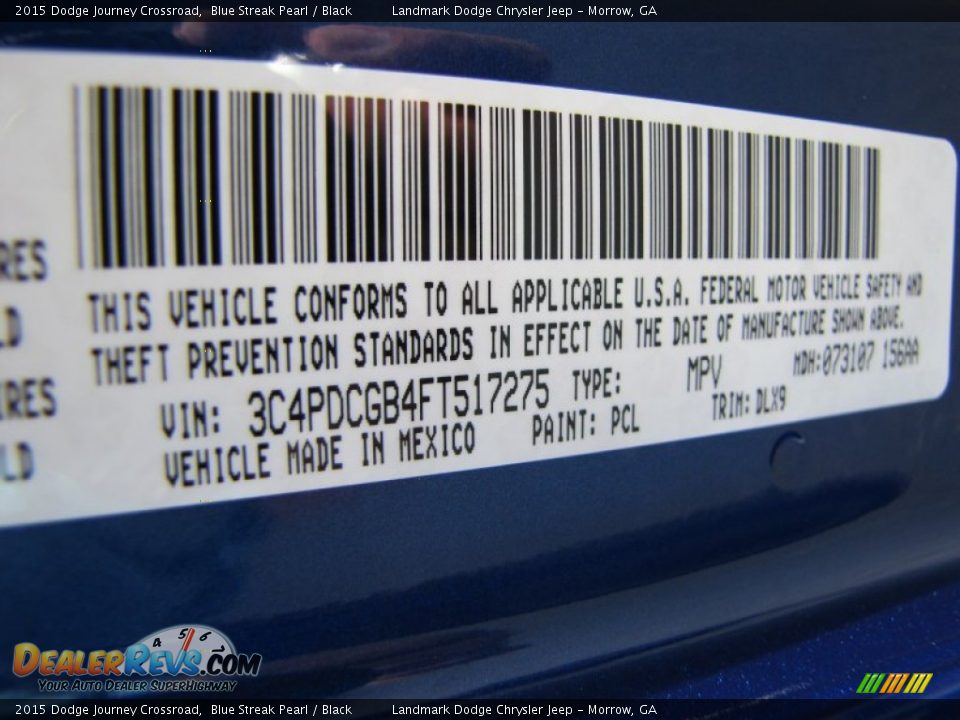 2015 Dodge Journey Crossroad Blue Streak Pearl / Black Photo #9