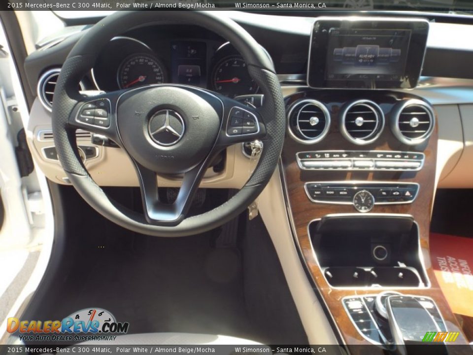 2015 Mercedes-Benz C 300 4Matic Polar White / Almond Beige/Mocha Photo #9