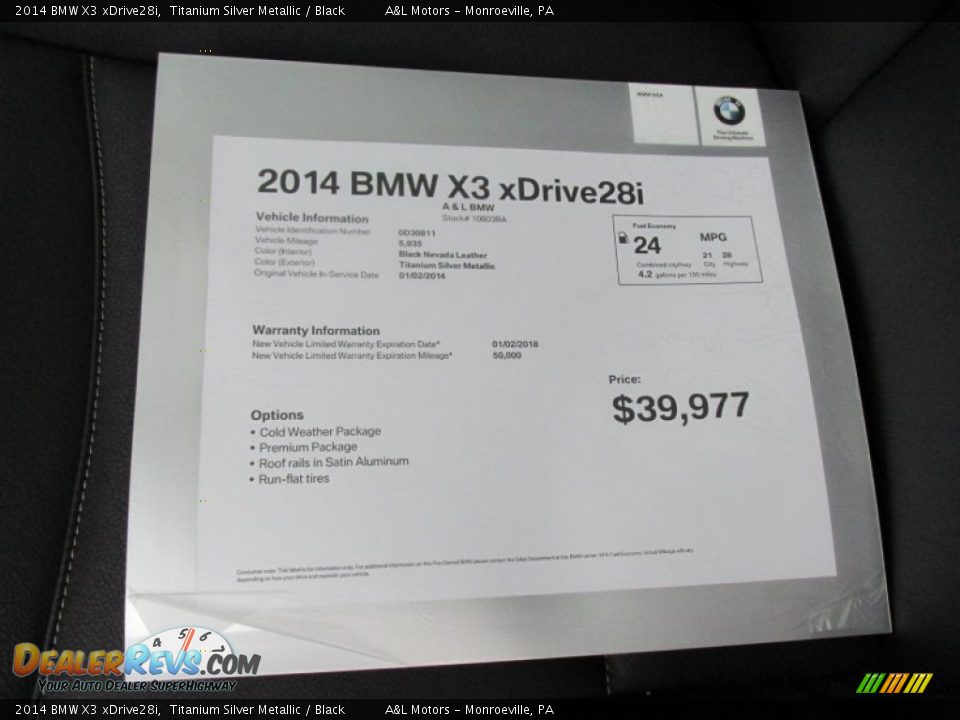 2014 BMW X3 xDrive28i Titanium Silver Metallic / Black Photo #12