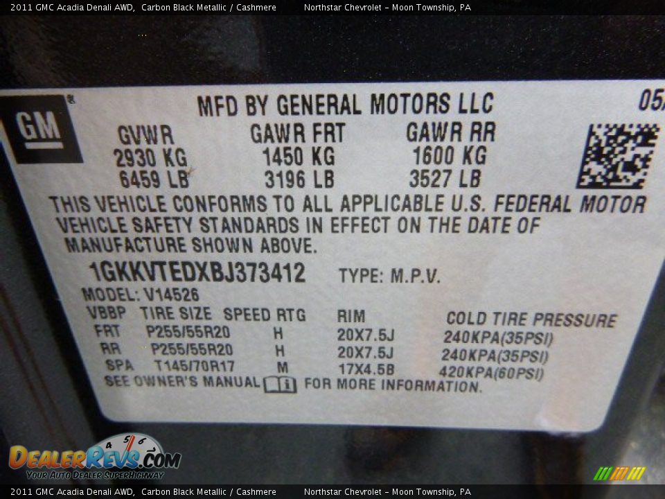 2011 GMC Acadia Denali AWD Carbon Black Metallic / Cashmere Photo #18