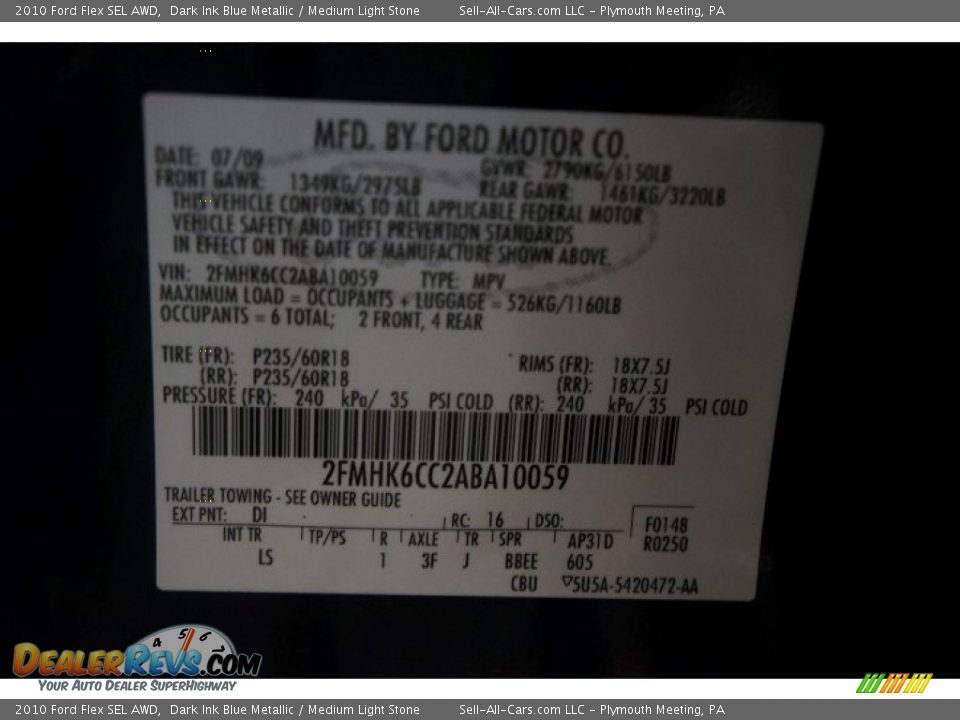 2010 Ford Flex SEL AWD Dark Ink Blue Metallic / Medium Light Stone Photo #31
