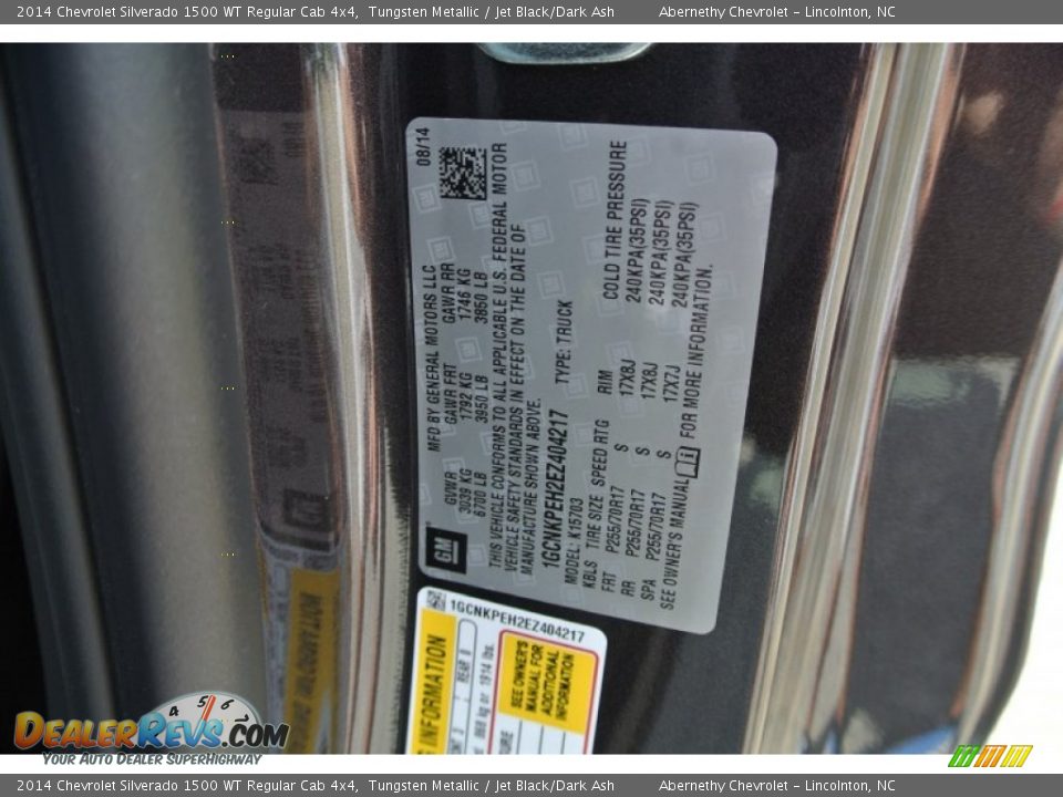 2014 Chevrolet Silverado 1500 WT Regular Cab 4x4 Tungsten Metallic / Jet Black/Dark Ash Photo #7