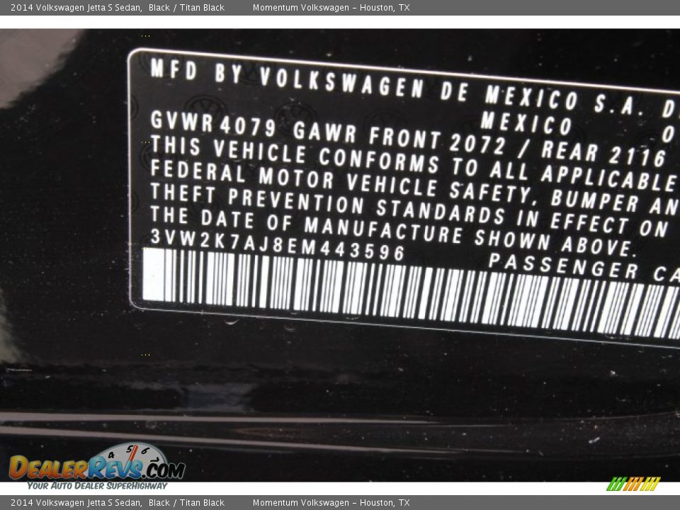 2014 Volkswagen Jetta S Sedan Black / Titan Black Photo #24