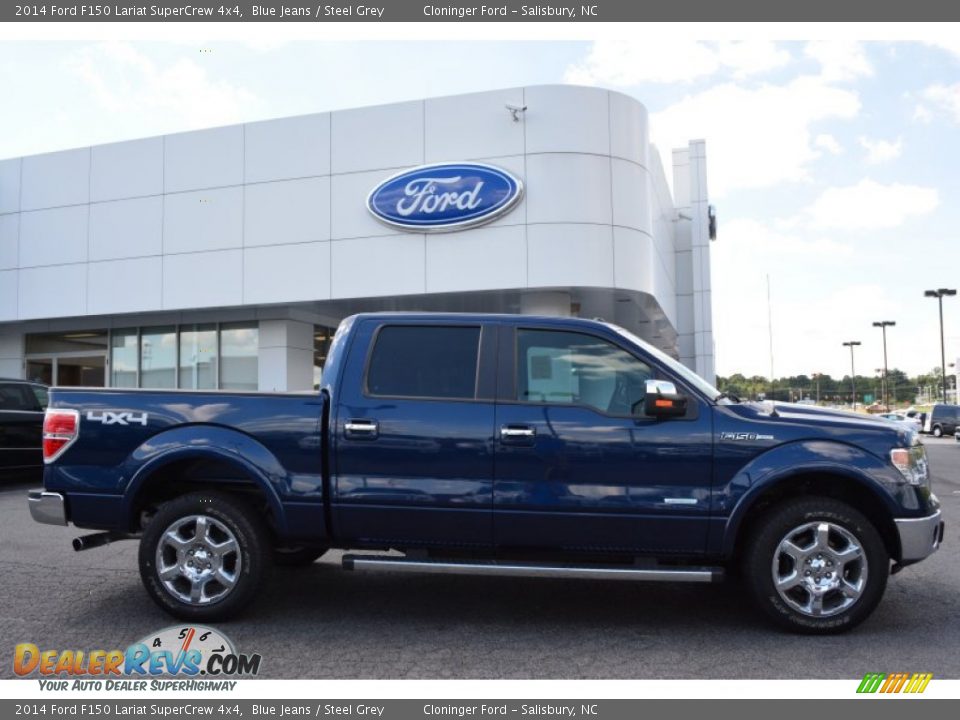 2014 Ford F150 Lariat SuperCrew 4x4 Blue Jeans / Steel Grey Photo #2