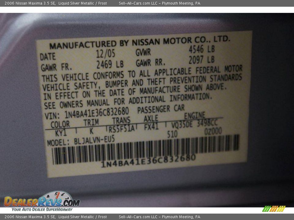 2006 Nissan Maxima 3.5 SE Liquid Silver Metallic / Frost Photo #22