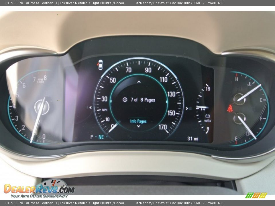 2015 Buick LaCrosse Leather Quicksilver Metallic / Light Neutral/Cocoa Photo #12