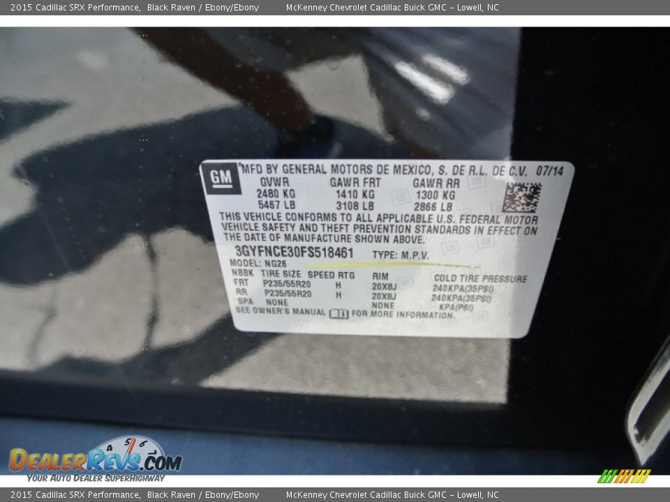 2015 Cadillac SRX Performance Black Raven / Ebony/Ebony Photo #7