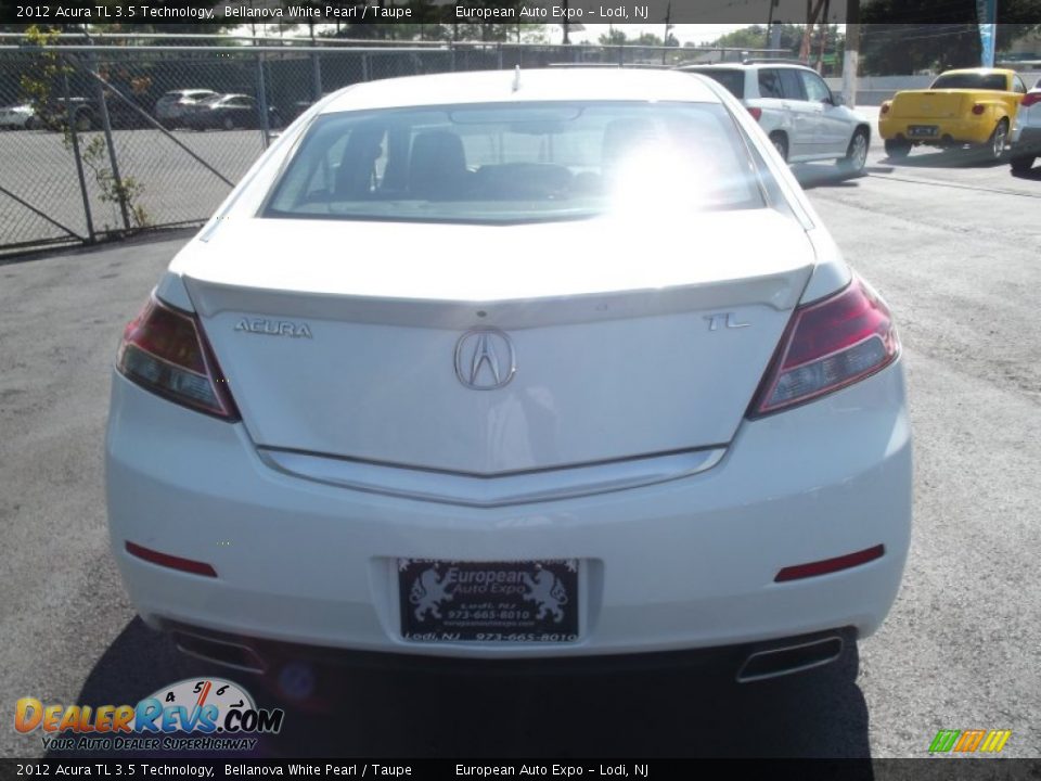 2012 Acura TL 3.5 Technology Bellanova White Pearl / Taupe Photo #5