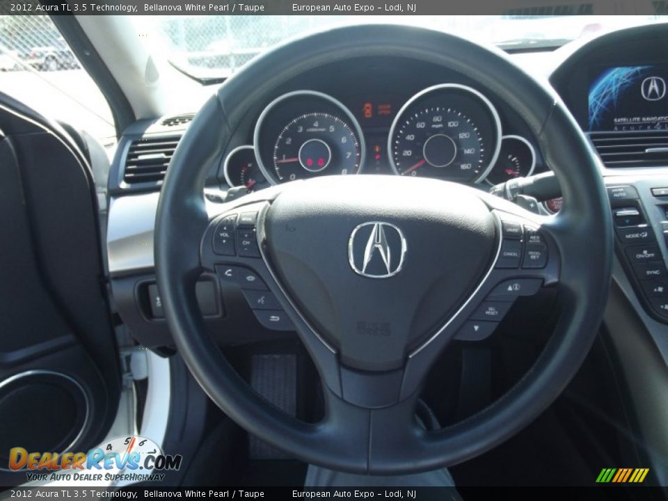 2012 Acura TL 3.5 Technology Bellanova White Pearl / Taupe Photo #16