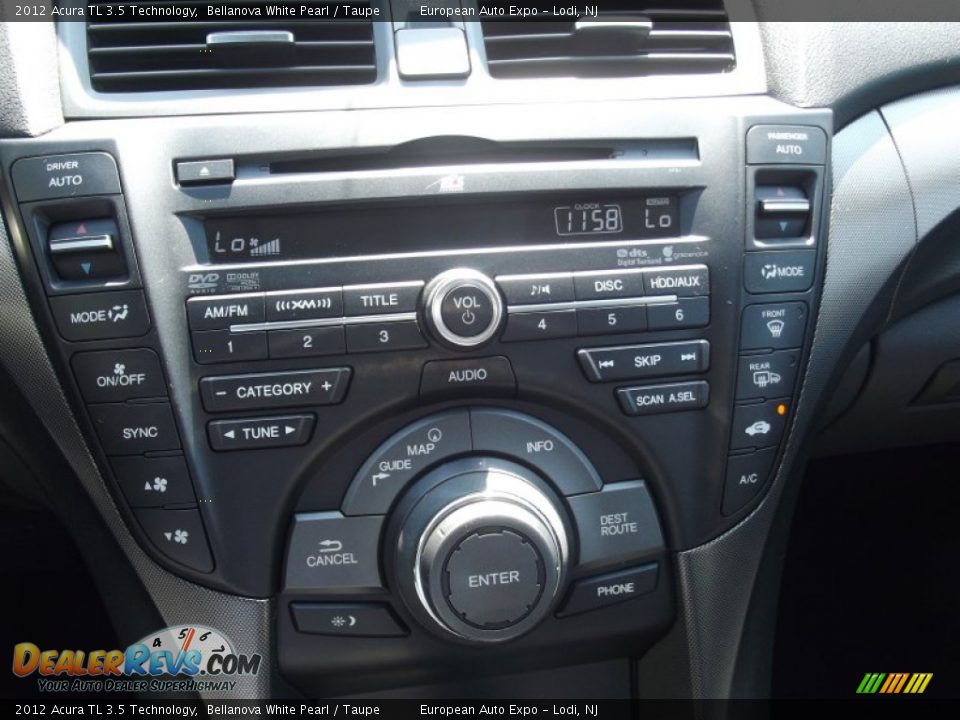 2012 Acura TL 3.5 Technology Bellanova White Pearl / Taupe Photo #20