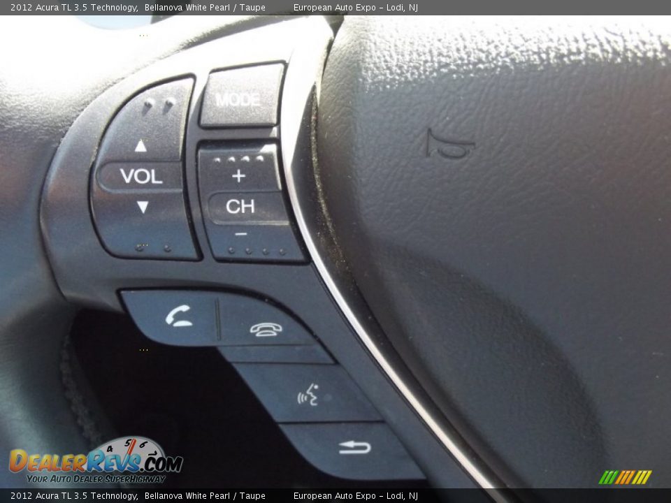 2012 Acura TL 3.5 Technology Bellanova White Pearl / Taupe Photo #28
