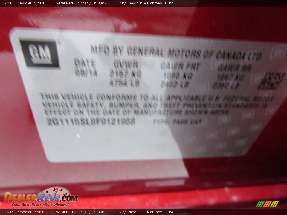 2015 Chevrolet Impala LT Crystal Red Tintcoat / Jet Black Photo #19