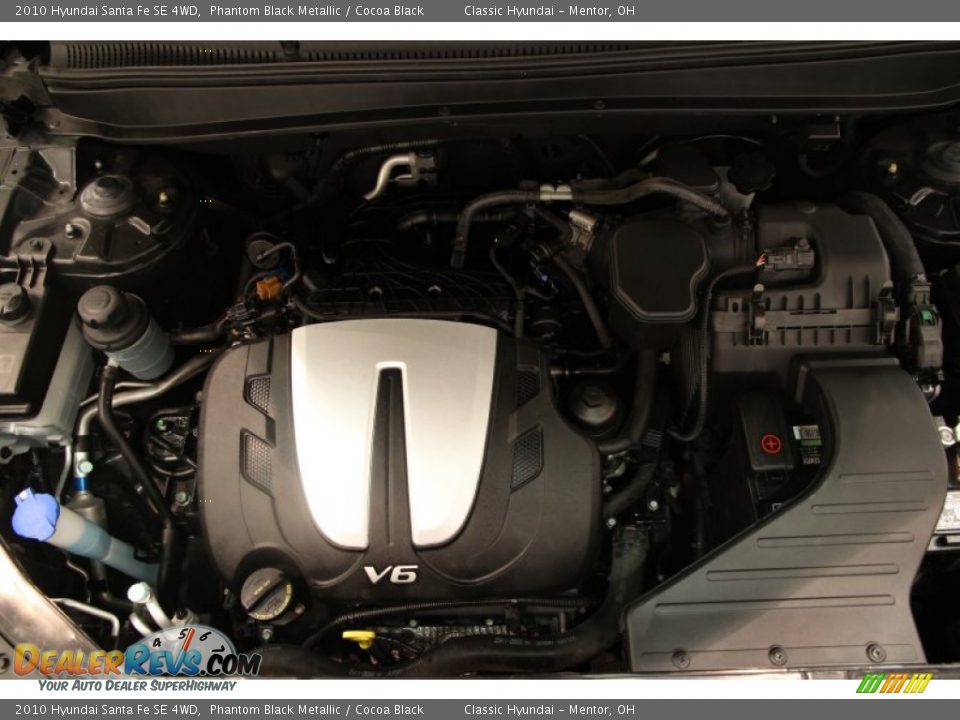 2010 Hyundai Santa Fe SE 4WD Phantom Black Metallic / Cocoa Black Photo #16