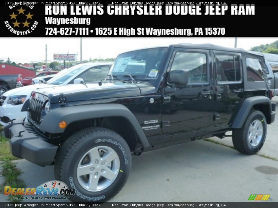 2015 Jeep Wrangler Unlimited Sport S 4x4 Black / Black Photo #1