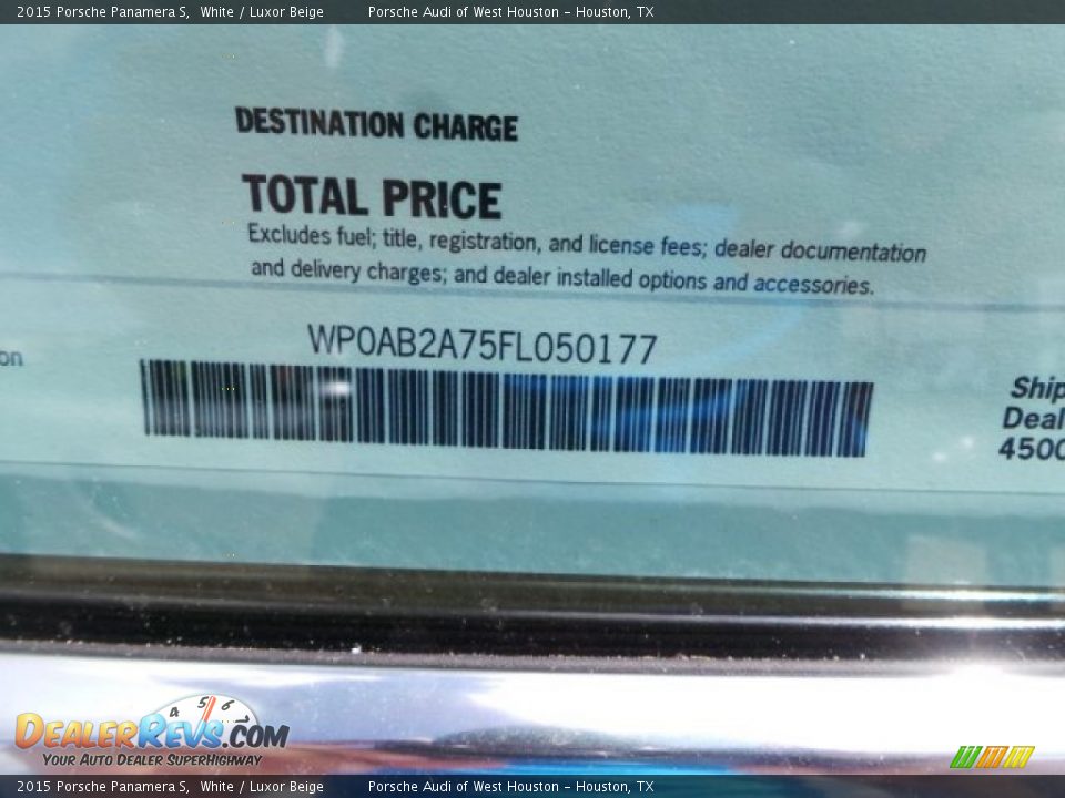 2015 Porsche Panamera S White / Luxor Beige Photo #36