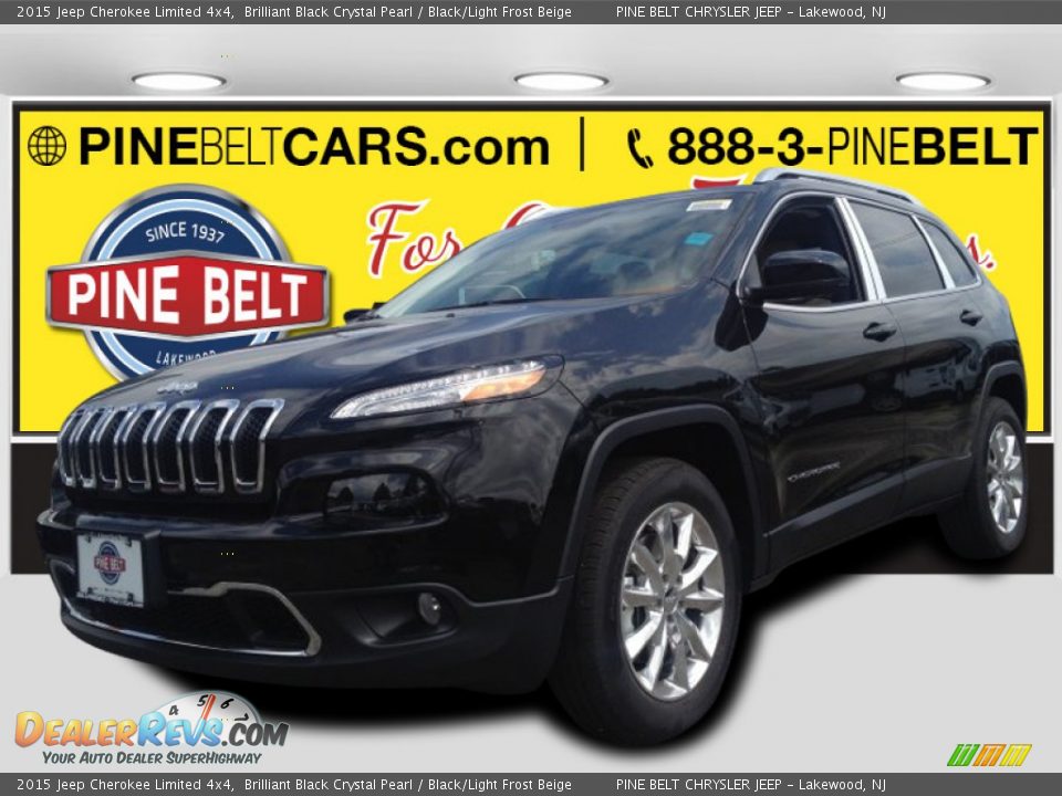2015 Jeep Cherokee Limited 4x4 Brilliant Black Crystal Pearl / Black/Light Frost Beige Photo #1