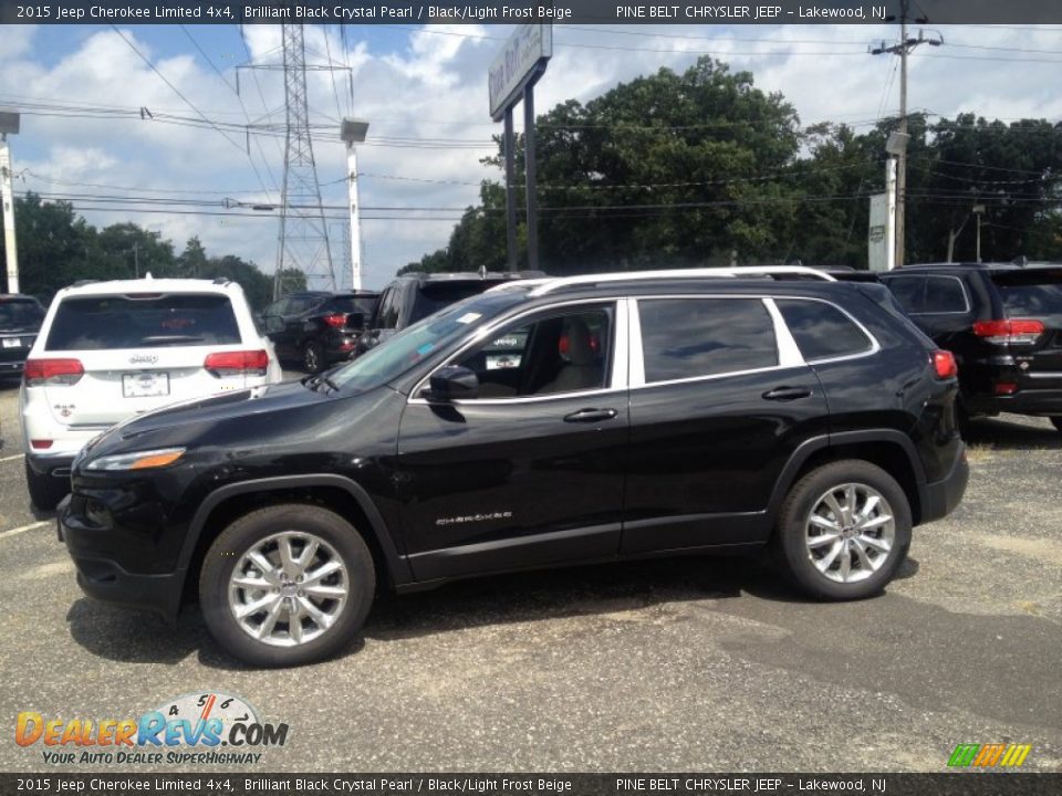 2015 Jeep Cherokee Limited 4x4 Brilliant Black Crystal Pearl / Black/Light Frost Beige Photo #3