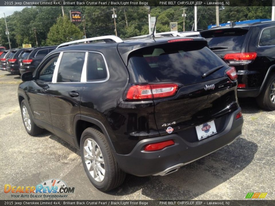 2015 Jeep Cherokee Limited 4x4 Brilliant Black Crystal Pearl / Black/Light Frost Beige Photo #4